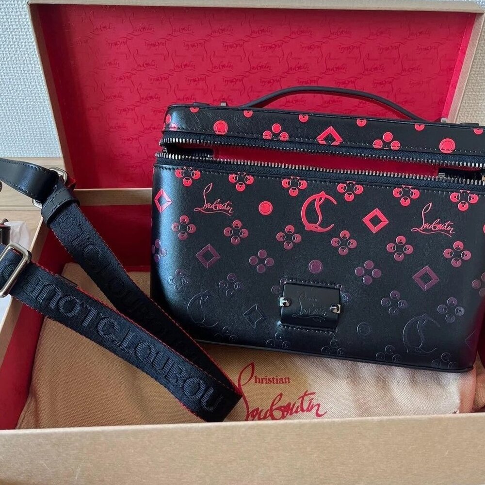 Christian Louboutin Black Leather Crossbody with Red Logo Icons